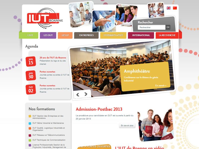 Présentation du site internet de l'IUT de Roanne