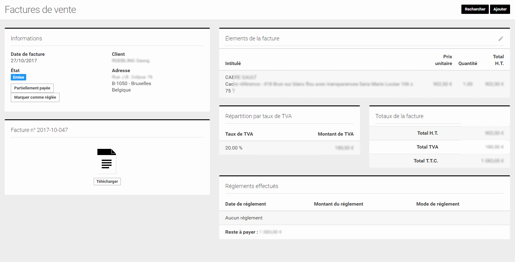 ARTEO - Gestion facture vente